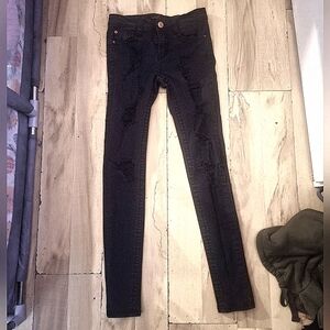 Almost Famous - Black Distressed Skinny Jeans